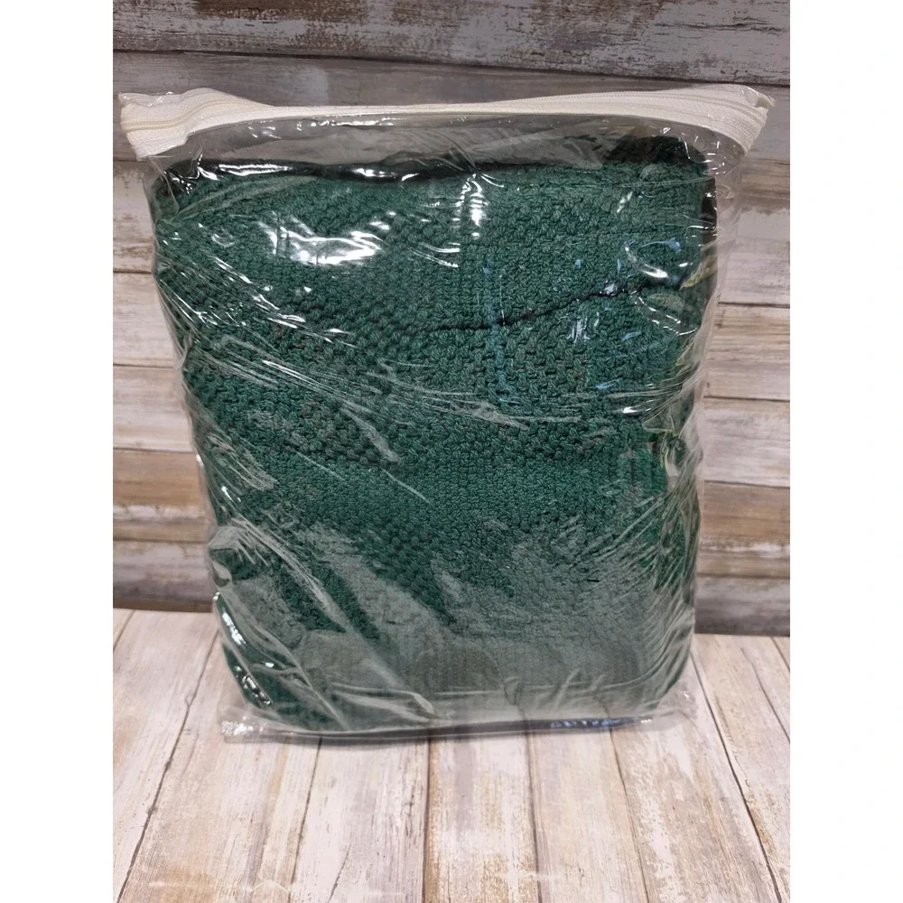 Jubilee Hunter Green Thermal Blanket 100% Cotton Twin Full 72x90 Made in USA NOS